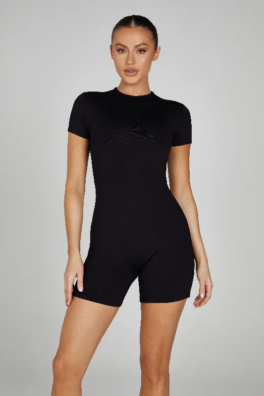 Francesca Recycled Nylon Playsuit - Black