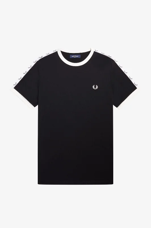 Fred Perry Taped Ringer T Shirt Black