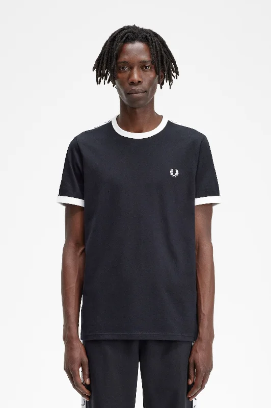 Fred Perry Taped Ringer T Shirt Black