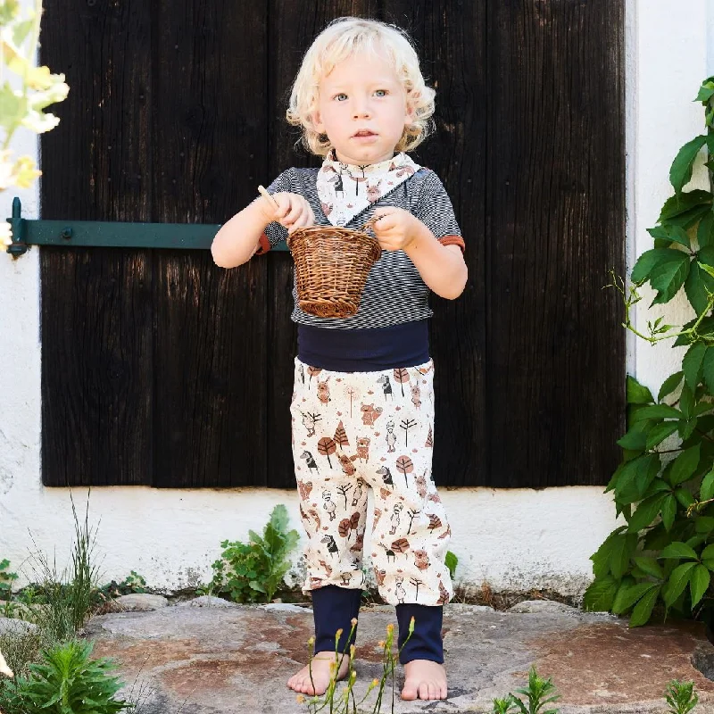 Short-sleeve baby body ""Navy-White Stripes/Copper""