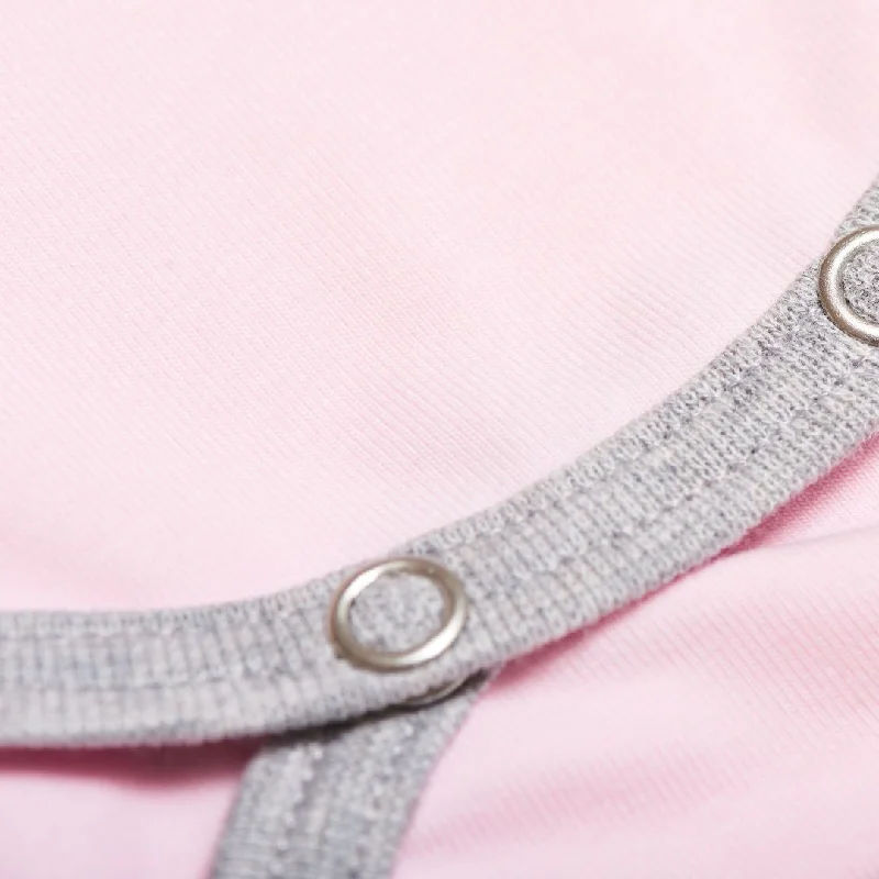 Short-sleeve baby body ""Baby Pink/Grey""