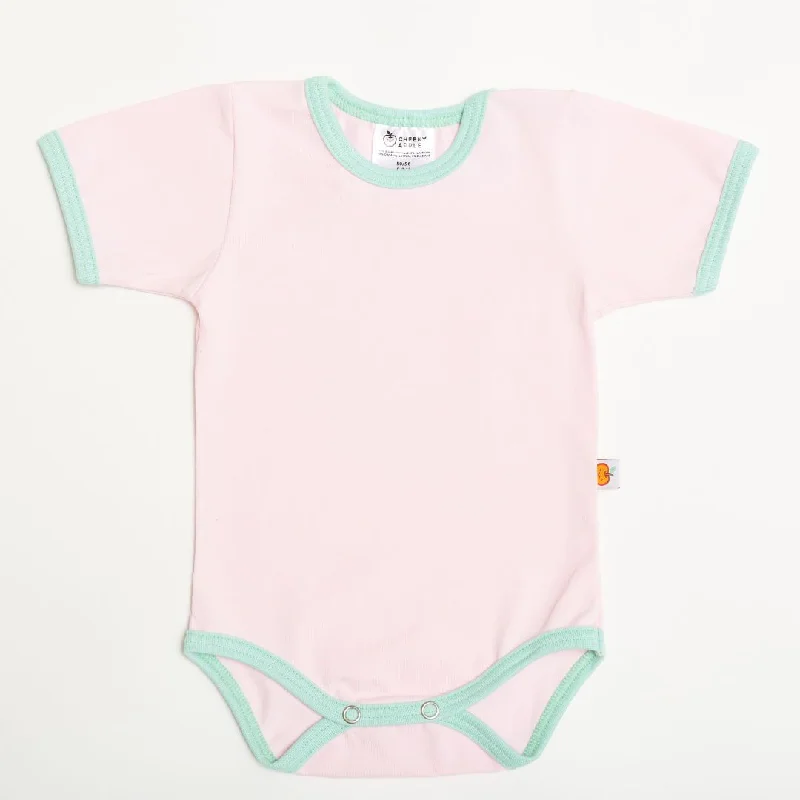 Short-sleeve baby body ""Baby Pink/Spearmint""