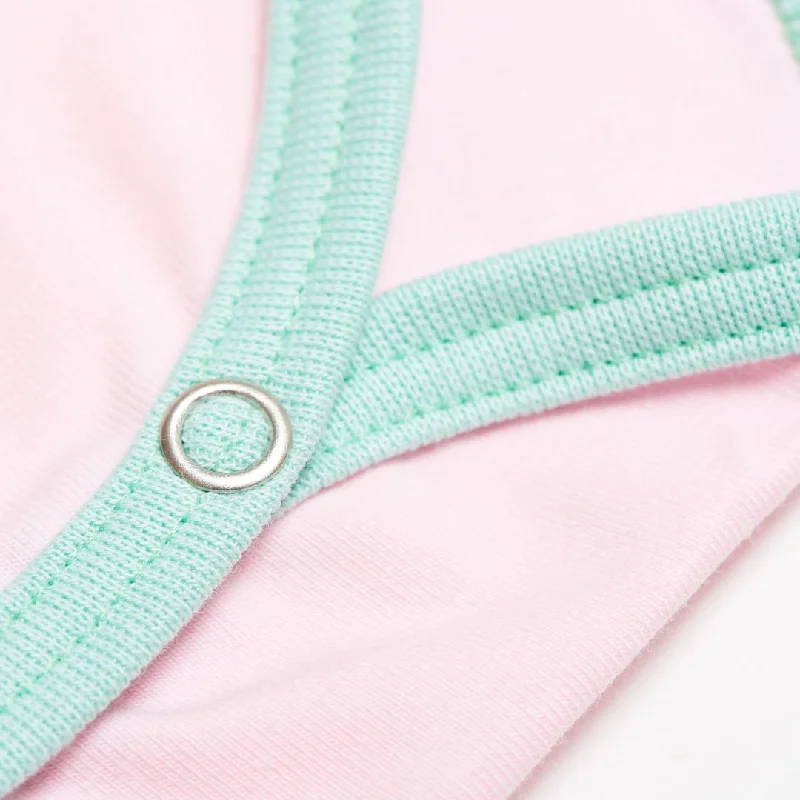 Short-sleeve baby body ""Baby Pink/Spearmint""