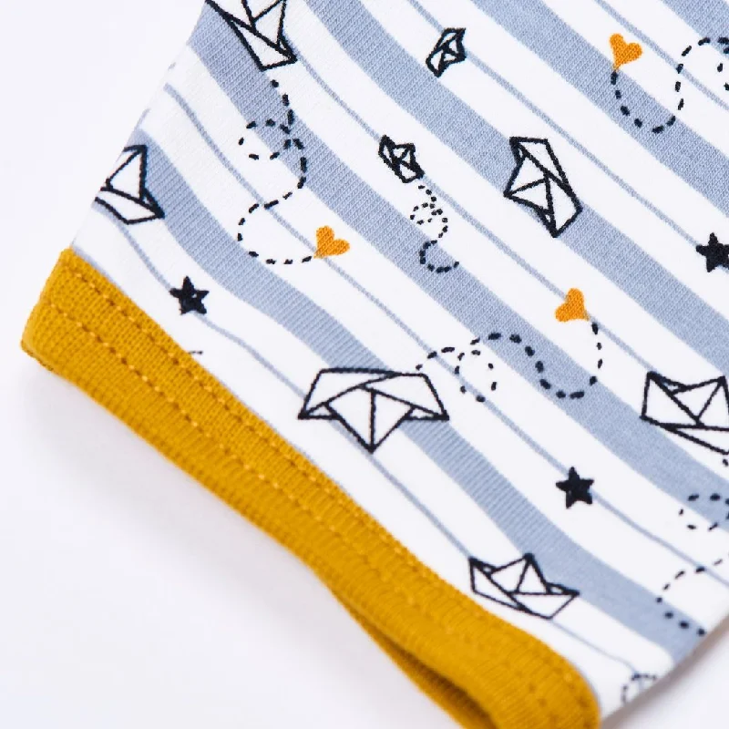 Organic shortsleeve baby body ""My little golden Ship"" made from 95% organic cotton and 5% elastane