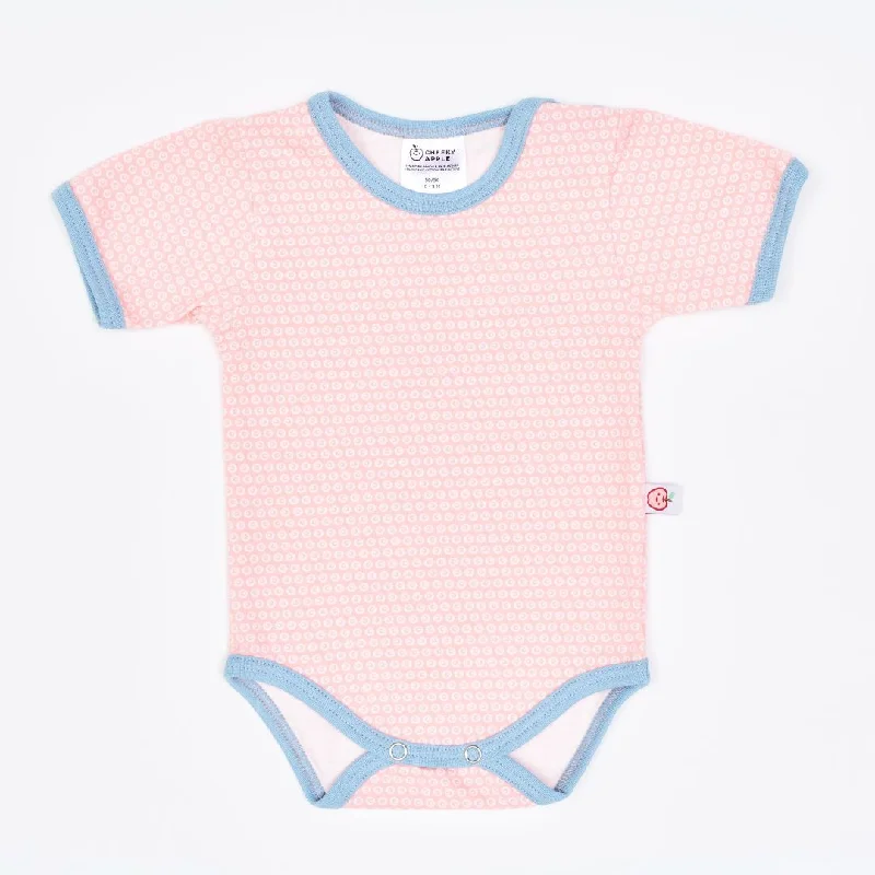 Organic shortsleeve baby body ""Kuller Peach Rose"" made from 95% organic cotton and 5% elastane