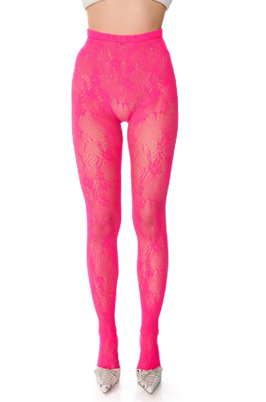 FUSCHIA ALL OVER LACE TIGHT