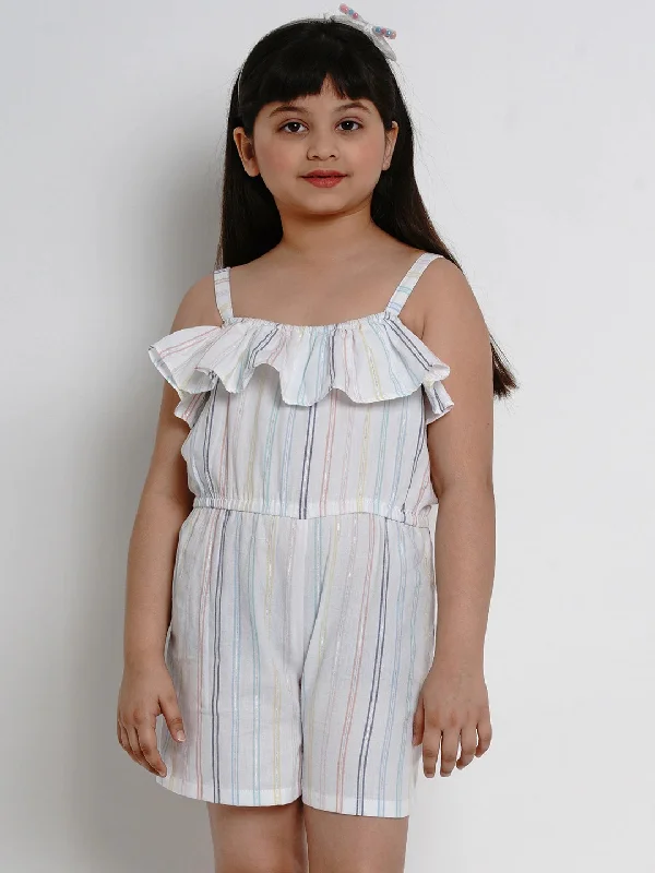 Girls Multicoloured Striped Playsuit