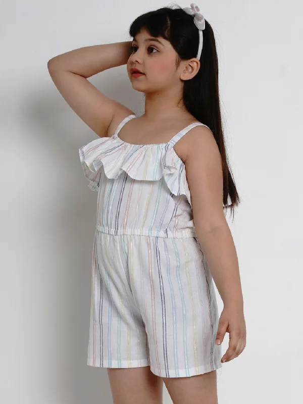 Girls Multicoloured Striped Playsuit