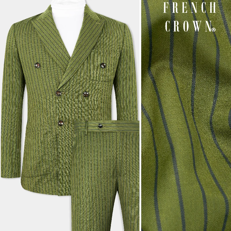 Hemlock Green Striped Double Breasted Sports Suit