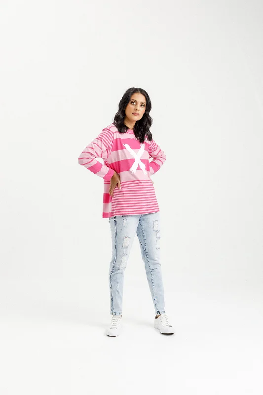 Home Lee Long Sleeve Chris Tee - Irregular Stripe Pink