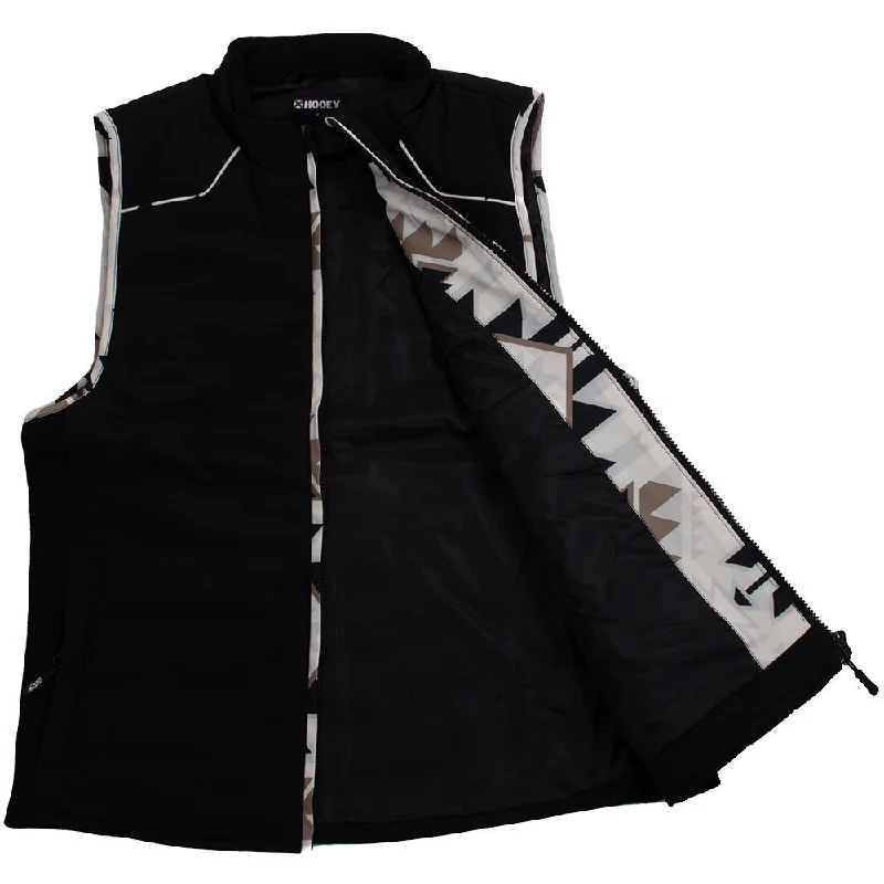 ""Hooey Ladies Packable Vest"" Black w/Cream Aztec