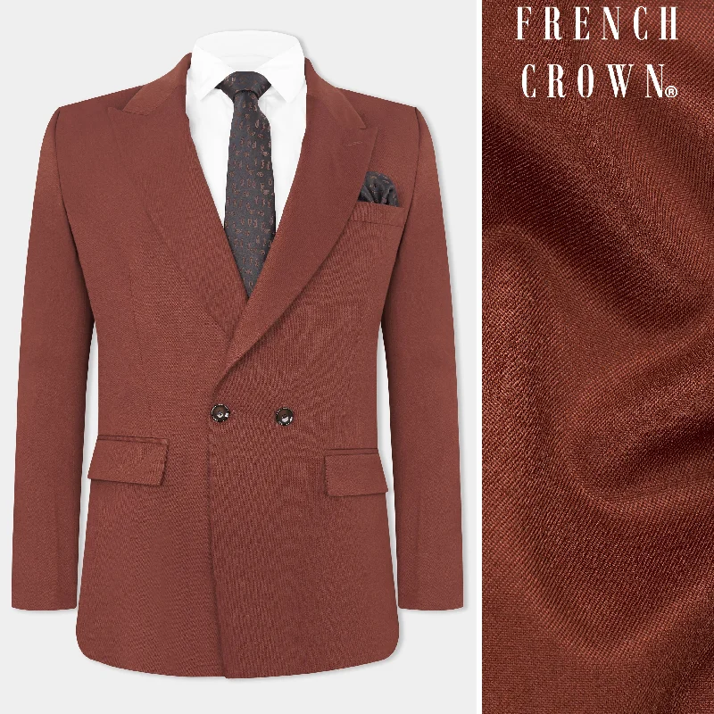 Ironstone Red Stretchable Double-Breasted traveler Blazer