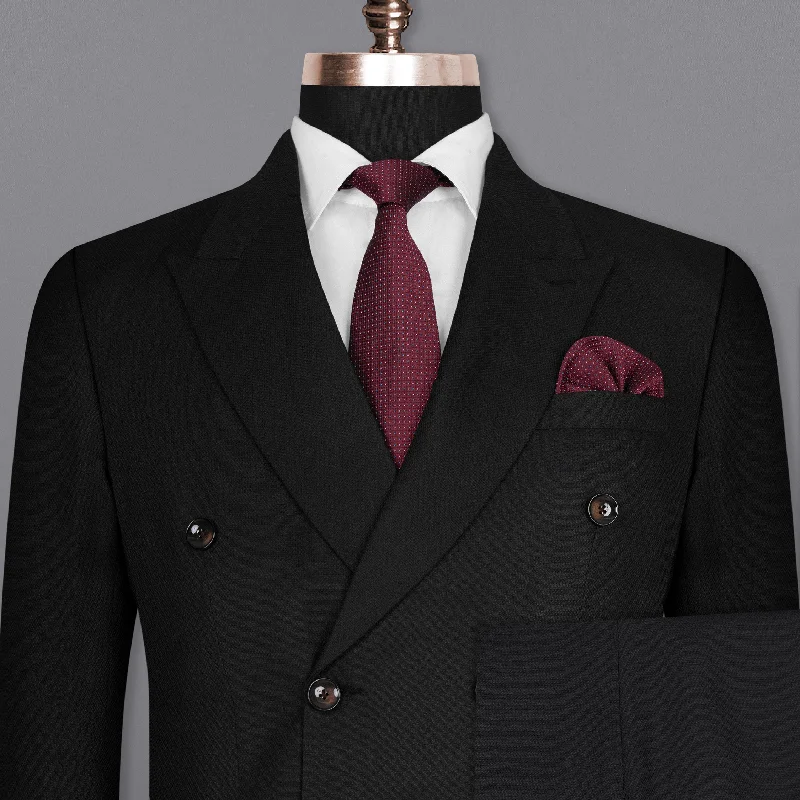 Jade Black Diamond textured Double Breasted Wool Rich Suit