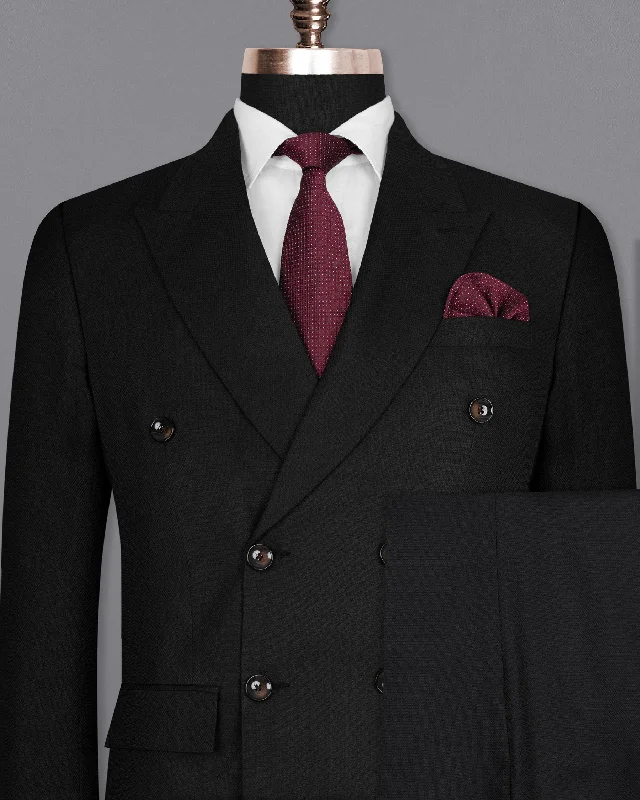 Jade Black Diamond textured Double Breasted Wool Rich Suit