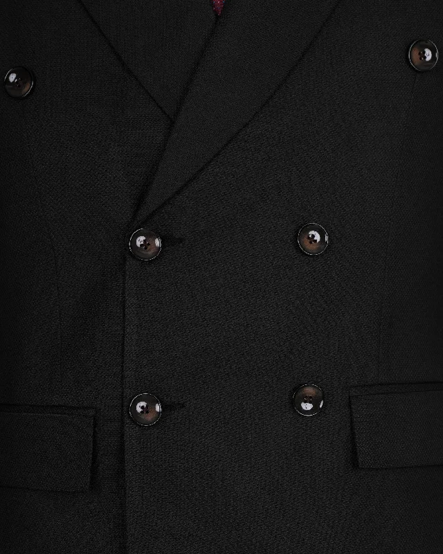 Jade Black Diamond textured Double Breasted Wool Rich Suit