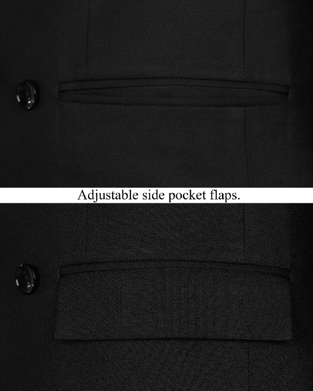 Jade Black Diamond textured Double Breasted Wool Rich Suit