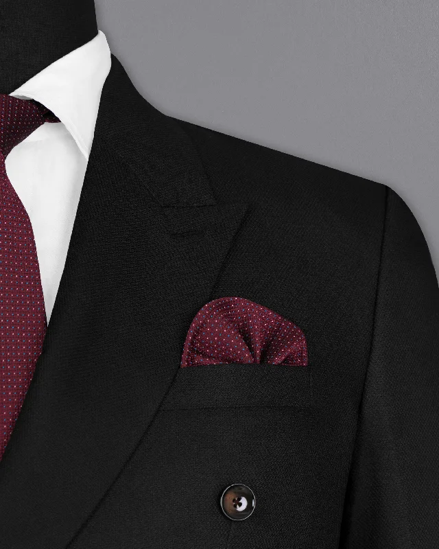 Jade Black Diamond textured Double Breasted Wool Rich Suit