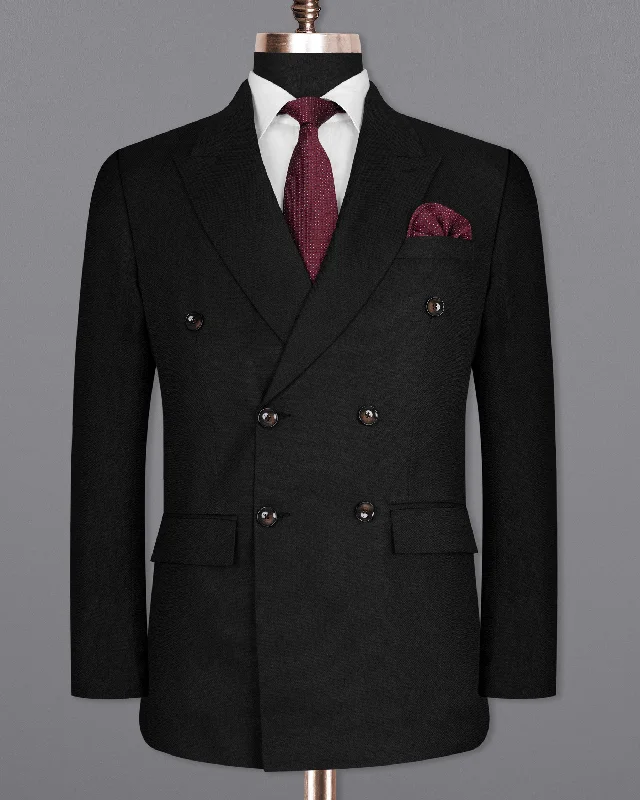 Jade Black Diamond textured Double Breasted Wool Rich Suit