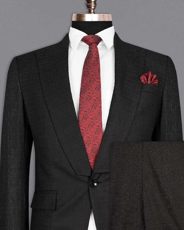 Jade Black Plaid Wool Rich Suit