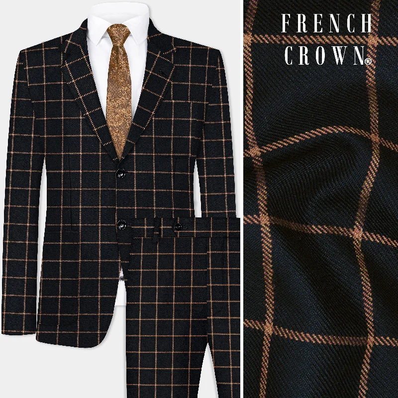 Jade Black with Potters Orange Windowpane Tweed Suit