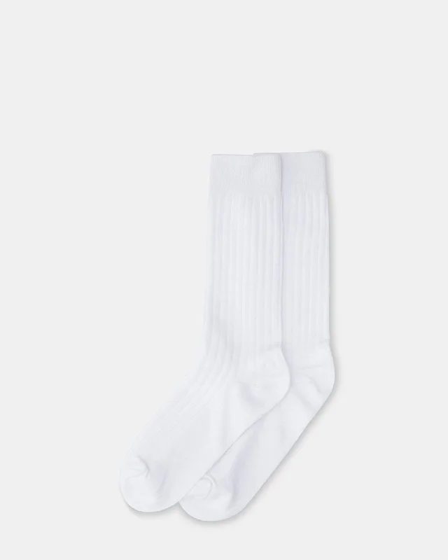 RIBBED CREW SOCKS WHITE