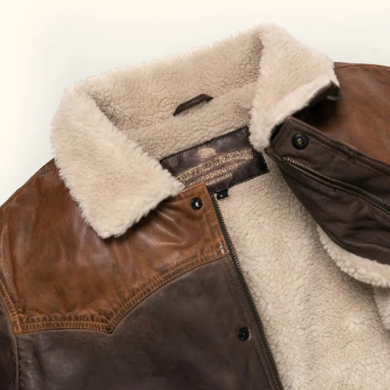 Jackson Leather Sherpa Vest | Tan & Brown