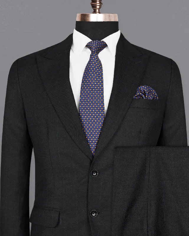 Log Cabin Black Subtle Plaid Wool Rich Suit