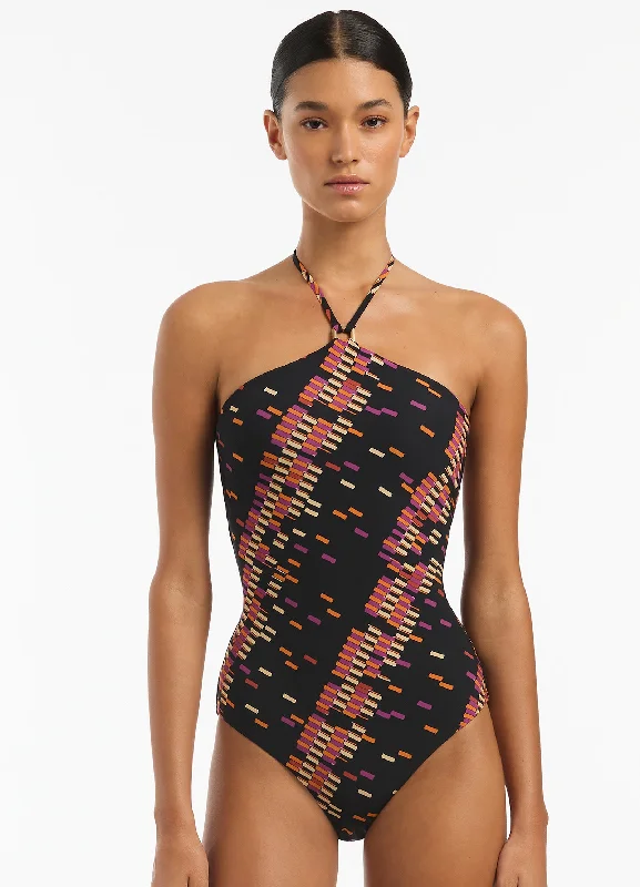 Lumiere High Neck Trim One Piece - Black