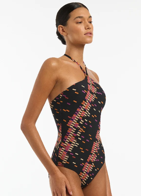 Lumiere High Neck Trim One Piece - Black