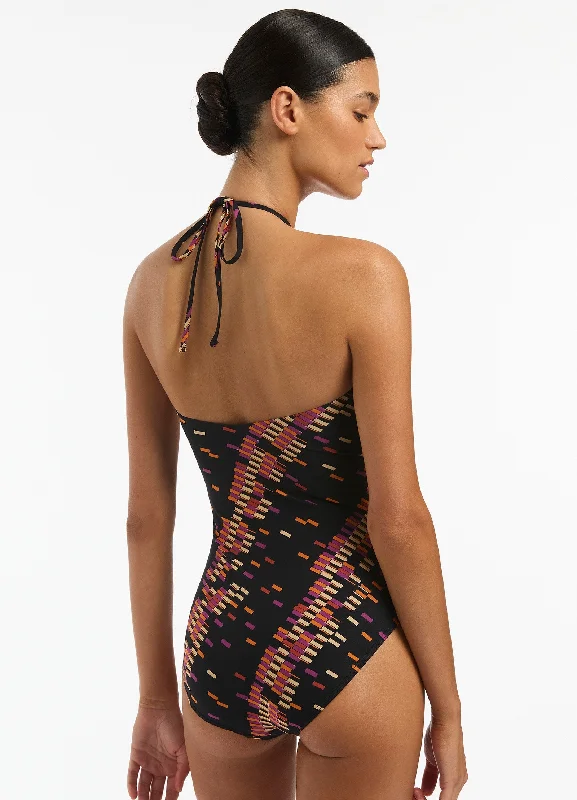 Lumiere High Neck Trim One Piece - Black