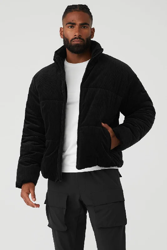 Corduroy Stage Puffer - Black