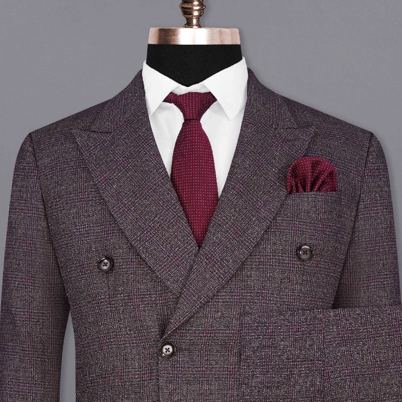 Matterhorn Brown with Maroon Subtle Plaid Double Breasted Suit