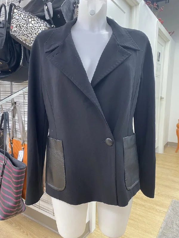 Max Mara leather accent blazer 8