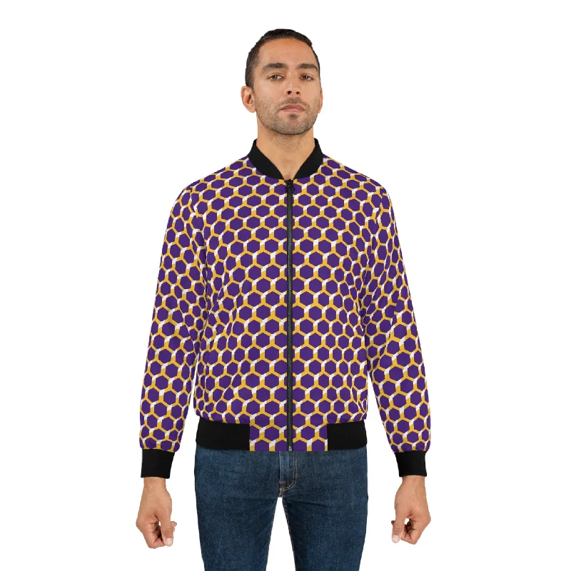 Men's Bomber Jacket - Purple/Gold Hex