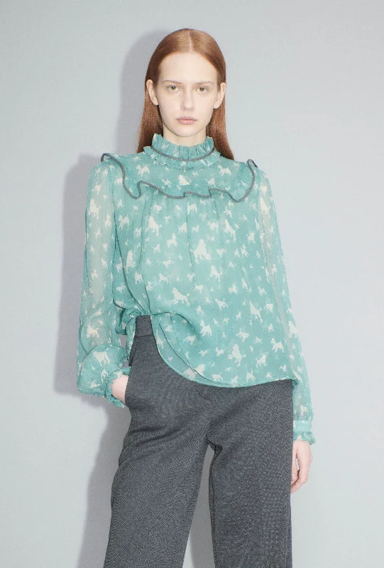 Mini Poodles Bluse, Sea Green