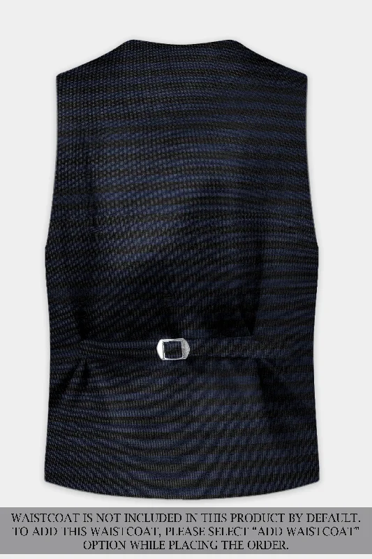 Mirage Blue and Black Horizontal Striped Wool Blend Suit