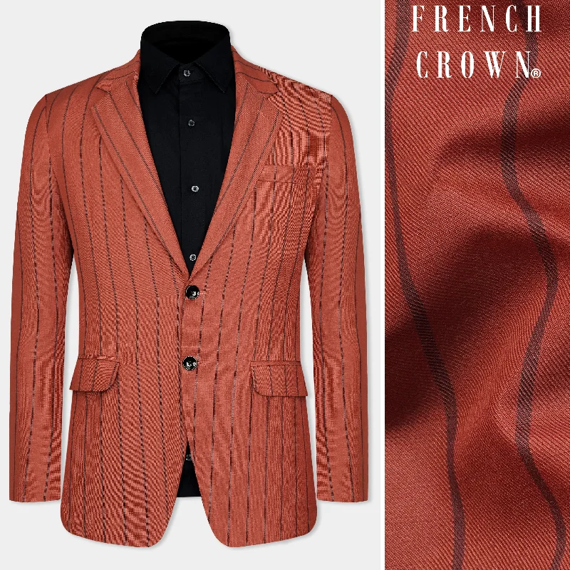 Mojo Red Striped Wool Rich Blazer