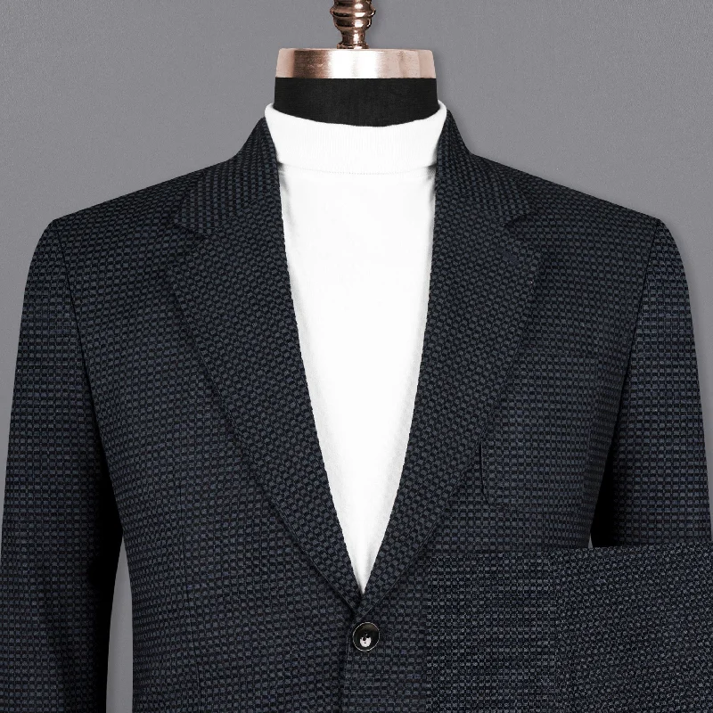 Navy Velvet Corduroy Box patterned Sports Premium Cotton Suit