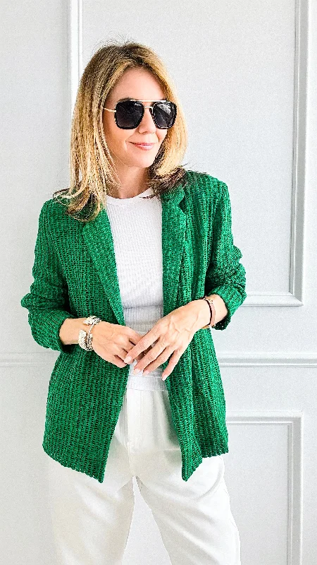 Open Knit Crochet Blazer