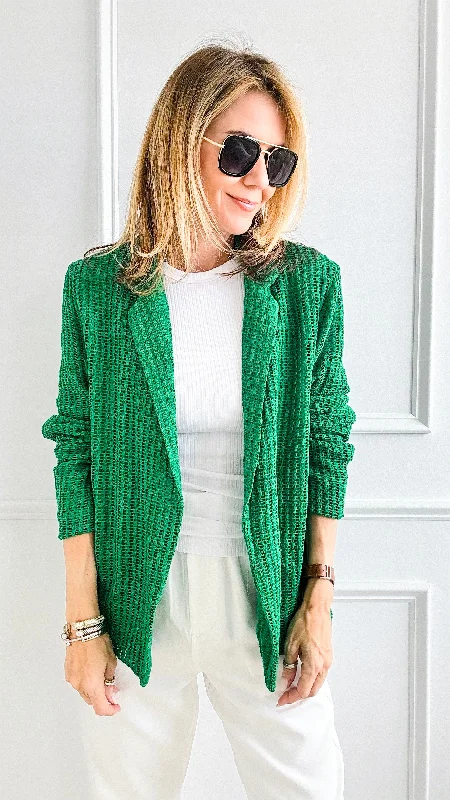 Open Knit Crochet Blazer