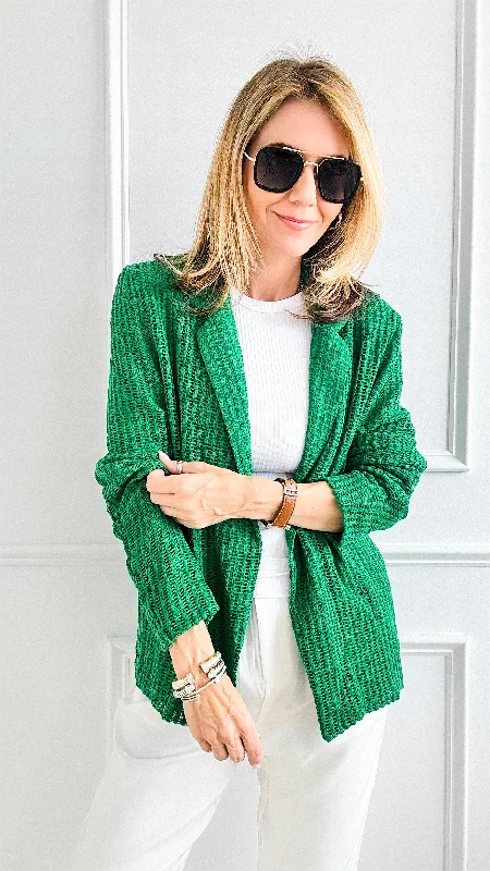 Open Knit Crochet Blazer