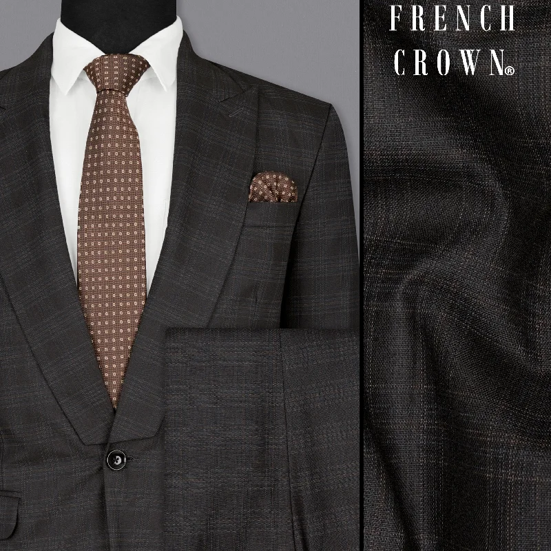 Piano Black Plaid Designer Lapel Wool Rich Suit