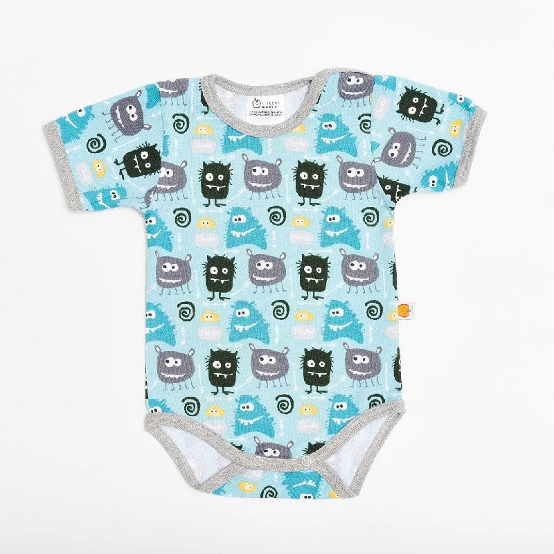 Short-sleeve baby body ""Monsters/Grey""