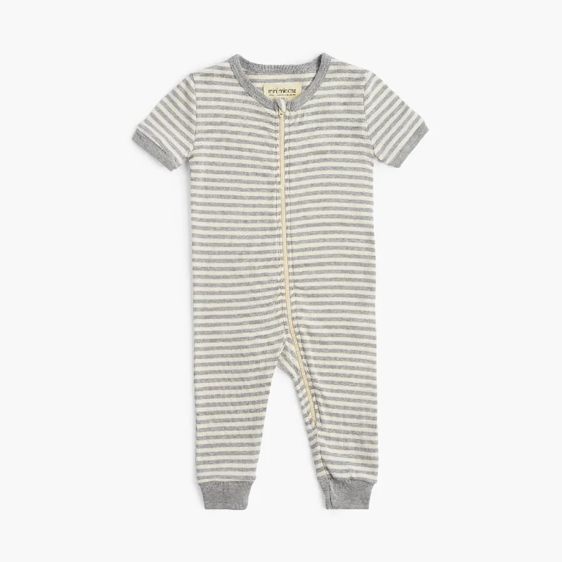 Heather Grey Stripe / 0-3 months