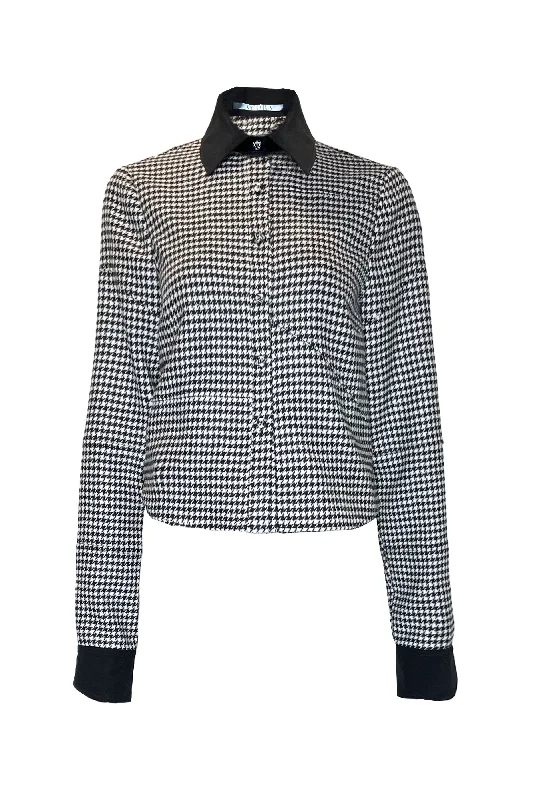 Patchwork Shrunken Shirting in Houndstooth Suiting