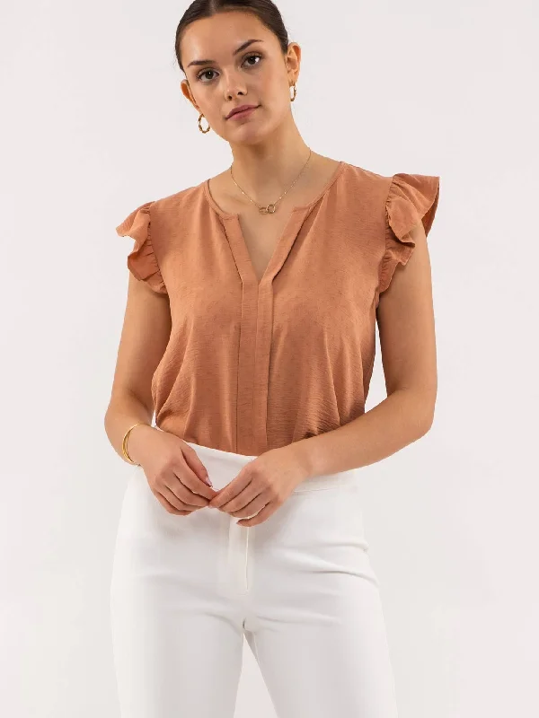 Sienna V Neck Ruffle Sleeve Top