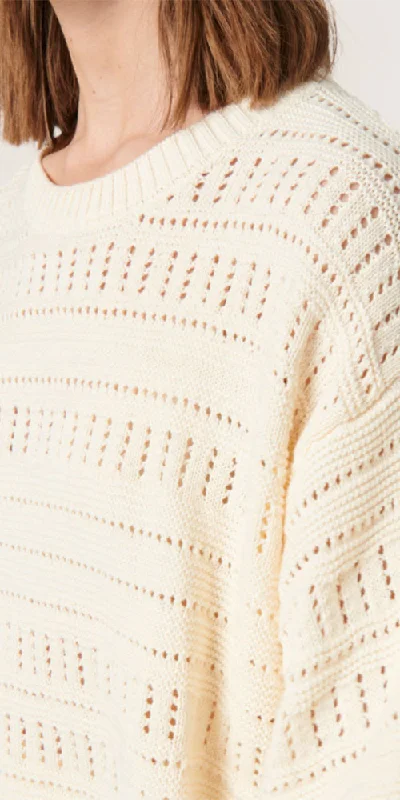 Soaked in Luxury Open Knit Pullover, cream