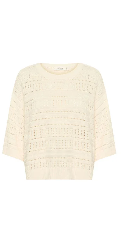 Soaked in Luxury Open Knit Pullover, cream