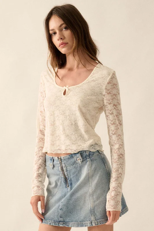 Something Sweet Floral Lace Keyhole Top