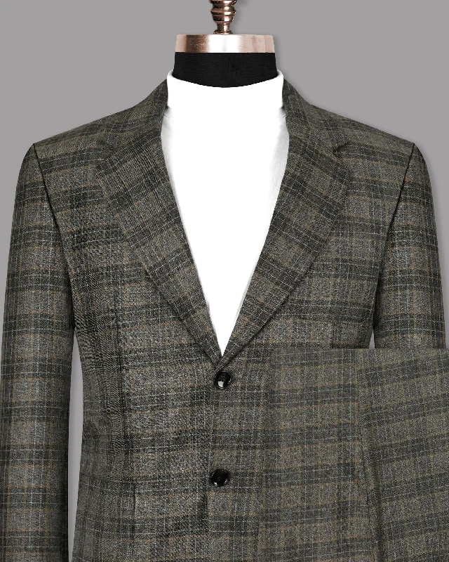 Soya Bean with Dune Brown Plaid Wool Rich Sports Suit